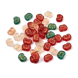 Baking Paint and Golden Metal Enlaced Glass Beads, Apple