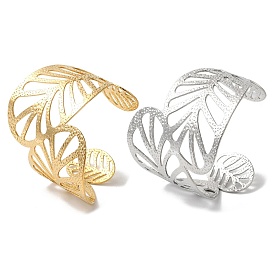 Titanium Steel Hollow Leaf Open Cuff Bangles for Women