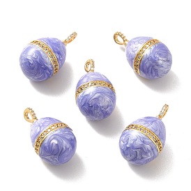Rack Plating Brass Micro Pave Cubic Zirconia Enamel Pendants, Cadmium Free & Lead Free & Nickle Free, Egg