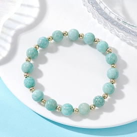 Натуральные эластичные браслеты из амазонитовых бусин для женщин, круглые