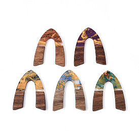 Подвески из непрозрачной смолы и ореха, арочные прелести, с блеском порошок