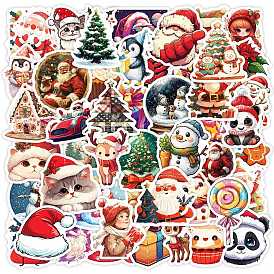 50Pcs Christmas Animal Paper Stickers, Self-Adhesive Stickers, for DIY Photo Album Diary Scrapbook Decoration