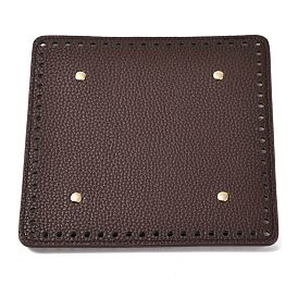 Imitation PU Leather Bottom, Square with Round Corner & Alloy Brads, Litchi Grain, Bag Replacement Accessories