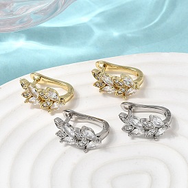 Серьги-кольца из латуни с микропаве из прозрачных кубических цирконий, долговечный, стойки покрытие, без свинца и без кадмия