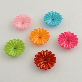 Opaques coupelles de fleurs acrylique, plus pétale, 31x7mm, trou: 4 mm, environ 295 pcs / 500 g