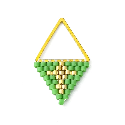 5Pcs 5 Color Handmade MIYUKI Japanese Seed Loom Pattern Seed Beads, Rhombus Pendants