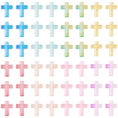 257шт пластиковые бусины, крестик, два тона, с золотой порошок