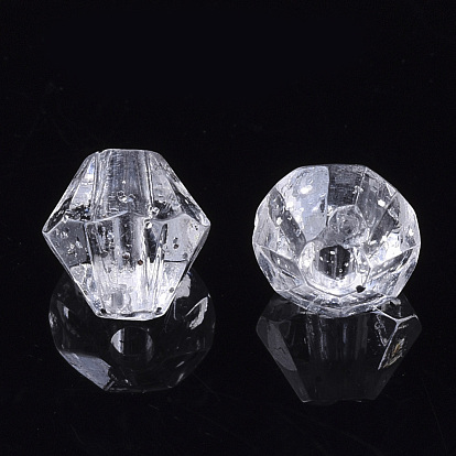 Прозрачные акриловые бусины, блеск бисера, граненые, двухконусные