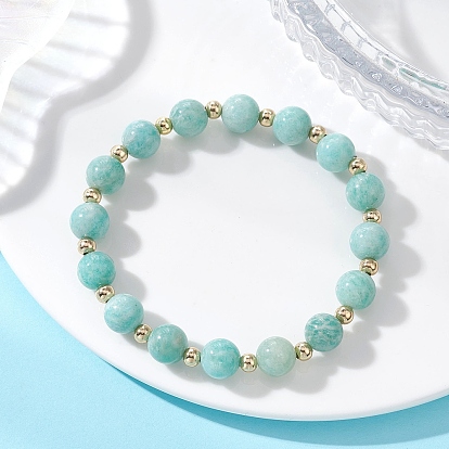 Натуральные эластичные браслеты из амазонитовых бусин для женщин, круглые