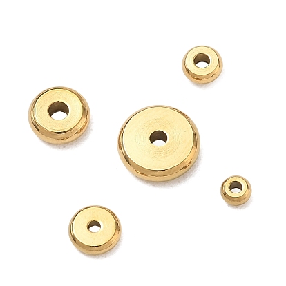 304 Stainless Steel Beads, Flat Round, Polishing, Ion Plating(IP)
