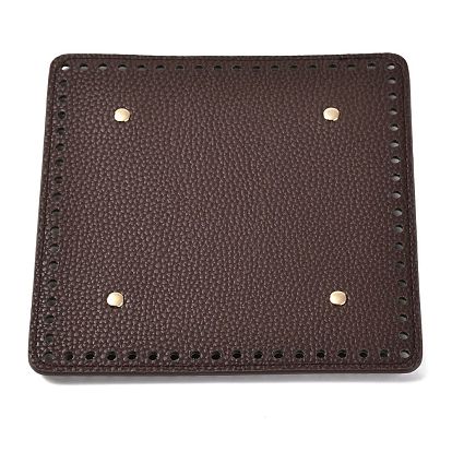 Imitation PU Leather Bottom, Square with Round Corner & Alloy Brads, Litchi Grain, Bag Replacement Accessories