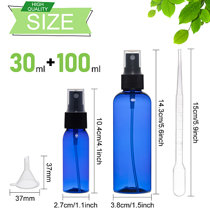 BENECREAT Plastic Spray Bottle Fine Mist Spray Bottle with Hoppers, Droppers and Label for Perfume, Liquid, Travel
