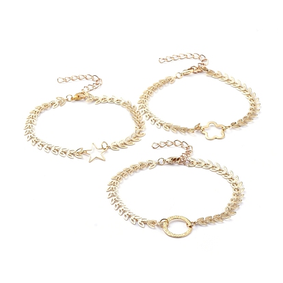 Bracelets de liaison, avec chaînes d'épis en laiton et fermoirs à pince de homard et anneaux de liaison