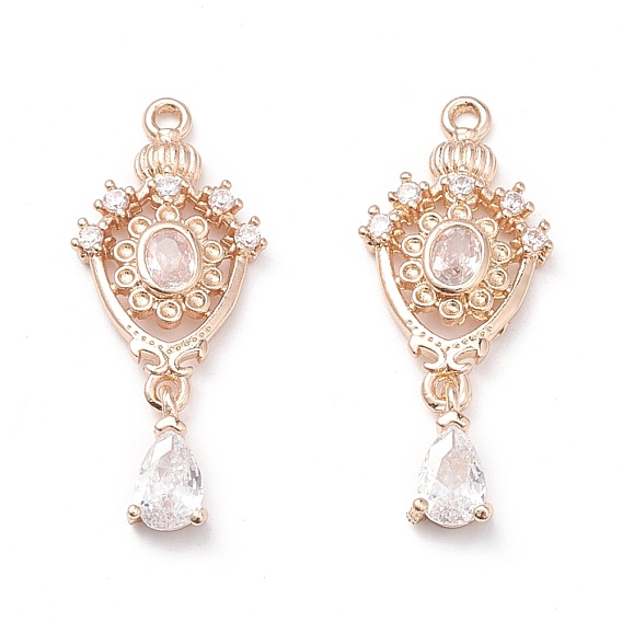 Латунные микропаве прозрачные подвески с фианитом, тканая сеть / паутина с пером