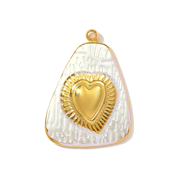 304 нержавеющей стальной эмали подвески, сердце прелести, ионное покрытие (ip), реальный 18 k позолоченный