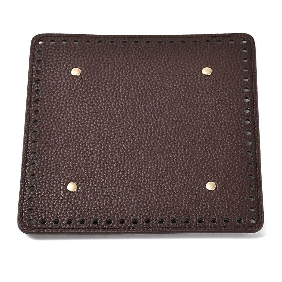 Imitation PU Leather Bottom, Square with Round Corner & Alloy Brads, Litchi Grain, Bag Replacement Accessories