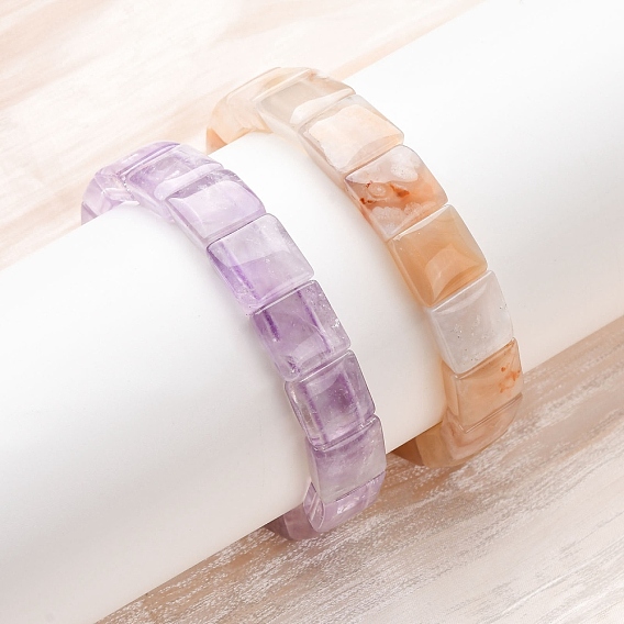 Квадратные эластичные браслеты из натуральных драгоценных камней для женщин