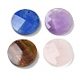 Natural Gemstone Pendants, Flat Round Charms, Faceted