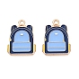 Alloy Enamel Pendants, Schoolbag Charms, Light Gold