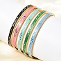 304 из нержавеющей стали эмаль браслеты, шарнирные браслеты для женщин, лист, ионное покрытие (ip)