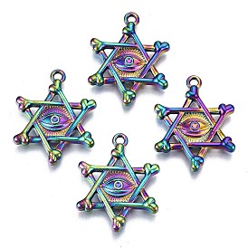 Pendentifs en alliage plaqué, sans cadmium et sans plomb, étoile de david avec oeil