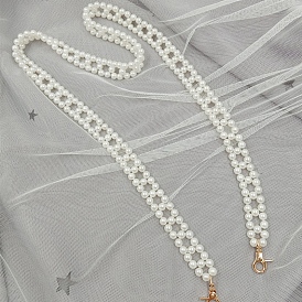 Plastic Imitation Pearl Beads Bag Chain Shoulder, with Metal Buckles, for Bag Straps Replacement Accessories