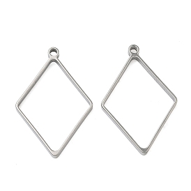 Ромб 304 эмалированные оправы из нержавеющей стали, подвески с открытой рамкой, для diy уф смолы, эпоксидная смола, Прессованные цветочные украшения