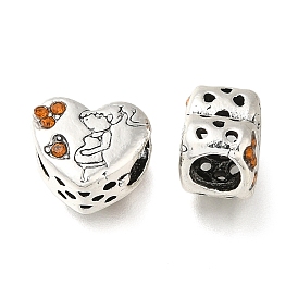 Rack Plating Alloy European Beads, with Rhinestone, Large Hole Beads, Heart with Pregnant Women