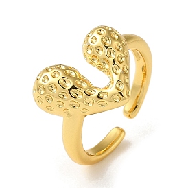 Rack Plating Brass Open Cuff Rings for Women, Heart