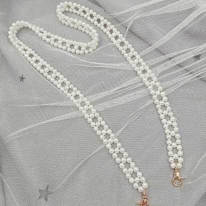 Plastic Imitation Pearl Beads Bag Chain Shoulder, with Metal Buckles, for Bag Straps Replacement Accessories