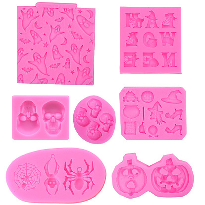 Halloween Spider/Skull/Pumpkin DIY Silicone Molds, Fondant Molds, Resin Casting Molds, for Chocolate, Candy, UV Resin & Epoxy Resin Craft Making