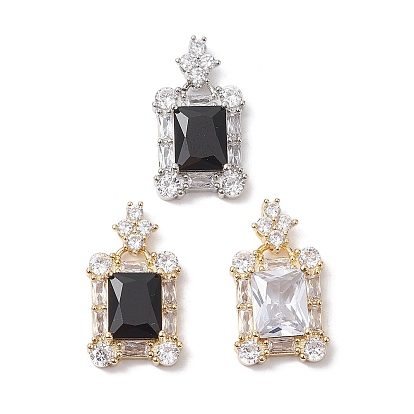 Латунные микро проложить кубического циркония подвески, без кадмия, без никеля и без свинца, Wiht стекла, прямоугольные