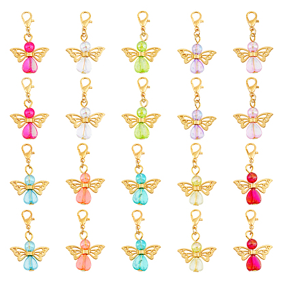 40 шт. 10 цвета ангела, акриловые подвески, украшения, Сплав с застежками когтя омара