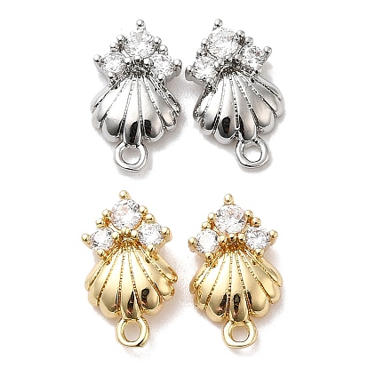 Фурнитура для сережек-гвоздиков из латуни с кубическим цирконием, без кадмия, без никеля и без свинца, формы раковины