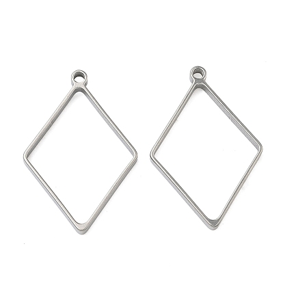 Ромб 304 эмалированные оправы из нержавеющей стали, подвески с открытой рамкой, для diy уф смолы, эпоксидная смола, Прессованные цветочные украшения
