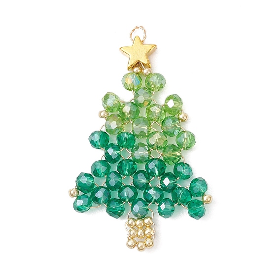 Подвески из стеклянного бисера ручной работы, подвески на елку со стеклянными бусинами и медными проволочными петлями, граненые