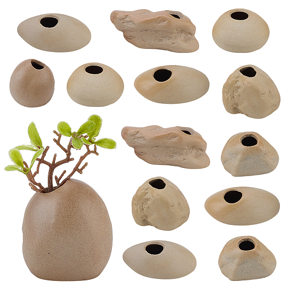 14Pcs 7 Styles Ceramic Vase Display Decoration, for Home Office Desk Decoration, Mixed Shapes