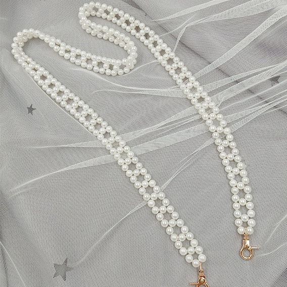 Plastic Imitation Pearl Beads Bag Chain Shoulder, with Metal Buckles, for Bag Straps Replacement Accessories