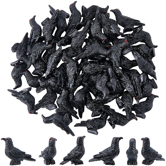 50шт. декоративных элементов из смолы на тему Хэллоуина, аксессуары для кукольного домика с микро-ландшафтом, притворяясь опорными украшениями, чёрные