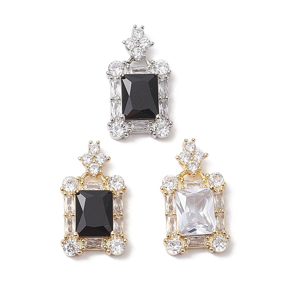 Латунные микро проложить кубического циркония подвески, без кадмия, без никеля и без свинца, Wiht стекла, прямоугольные