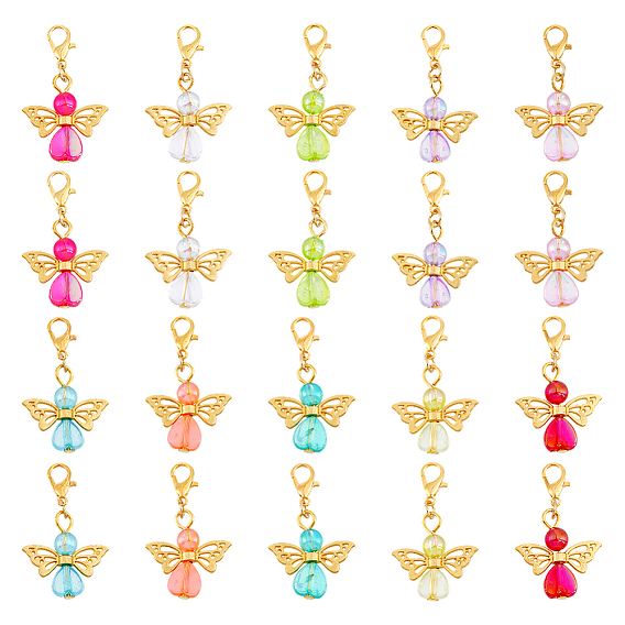 40 шт. 10 цвета ангела, акриловые подвески, украшения, Сплав с застежками когтя омара