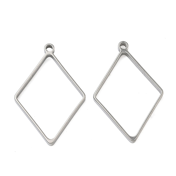 Ромб 304 эмалированные оправы из нержавеющей стали, подвески с открытой рамкой, для diy уф смолы, эпоксидная смола, Прессованные цветочные украшения