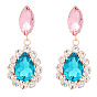Sparkling Diamond Waterdrop Earrings for Women - Exaggerated European and American Alloy Ear Jewelry with Claw Chain, Perfect for Parties!