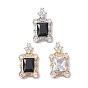 Латунные микро проложить кубического циркония подвески, без кадмия, без никеля и без свинца, Wiht стекла, прямоугольные