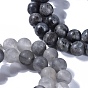 Natural Gemstone Beads Stretch Bracelets, with Frosted Natural Cloudy Quartz and Natural Larvikite, Packing Box