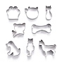 Stainless Steel Mixed Cat and Dog Pattern Cookie Candy Food Cutters Molds, for DIY, Kitchen, Baking, Kids Birthday Party Supplies Favors