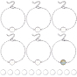16Pcs 304 Stainless Steel Paperclip Chain Satellite Chain Bracelet Making, with Flat Round 304 Stainless Steel Cabochon Settings, with 16Pcs Transparent Glass Cabochons