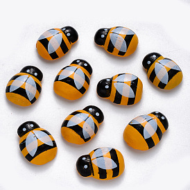 Spray Painted Maple Wood Cabochons, Single-Sided Printed, with Double-sided Adhesive, Bees