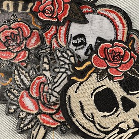 Computerized Embroidery Cloth Sew on Patches, Costume Accessories, Skull Theme
