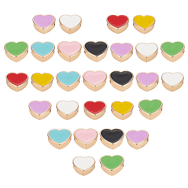 48Pcs 8 Colors Alloy Enamel Beads, Light Gold, Heart